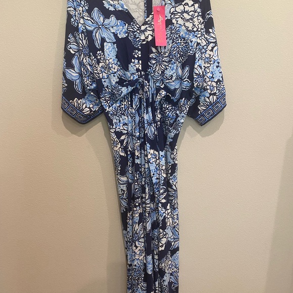 Lilly Pulitzer Wisteria V-Neck Maxi Dress in Low Tidy Navy NWT - Size 8 - Picture 9 of 11